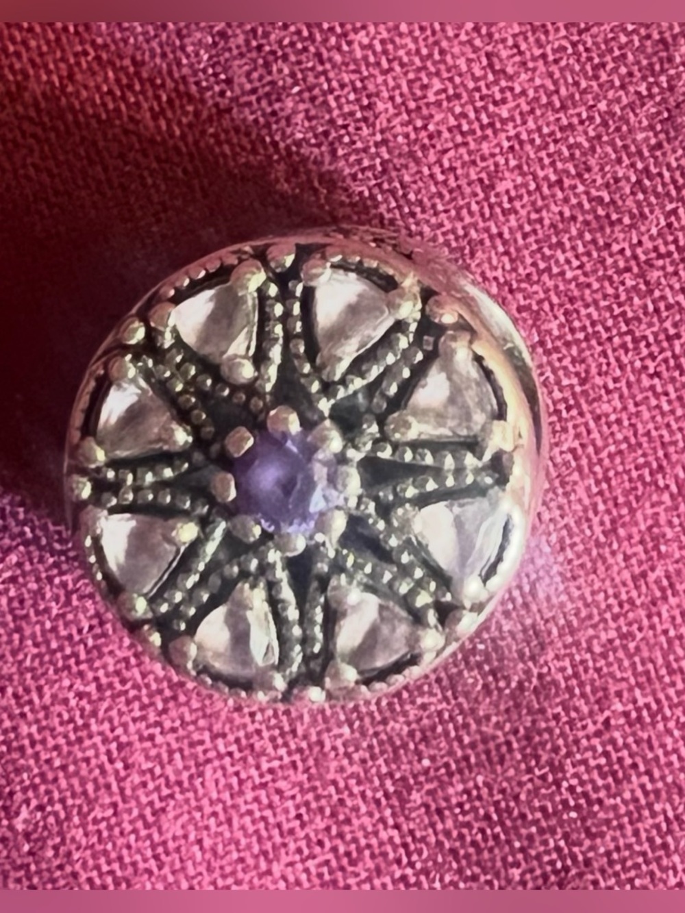 Genuine Pandora Purple Pink Medallion Charm ALE 925